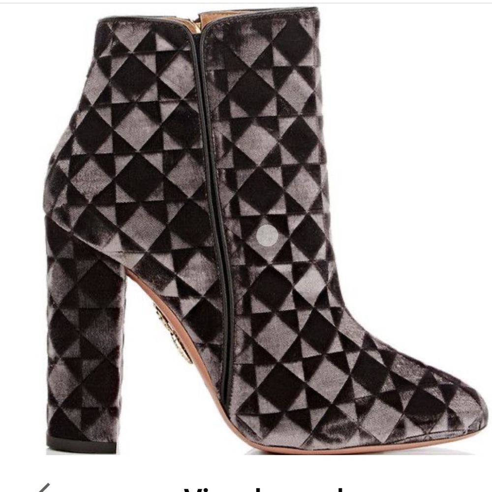 AQUAZZURA Geometric Velvet Ankle Boots 39